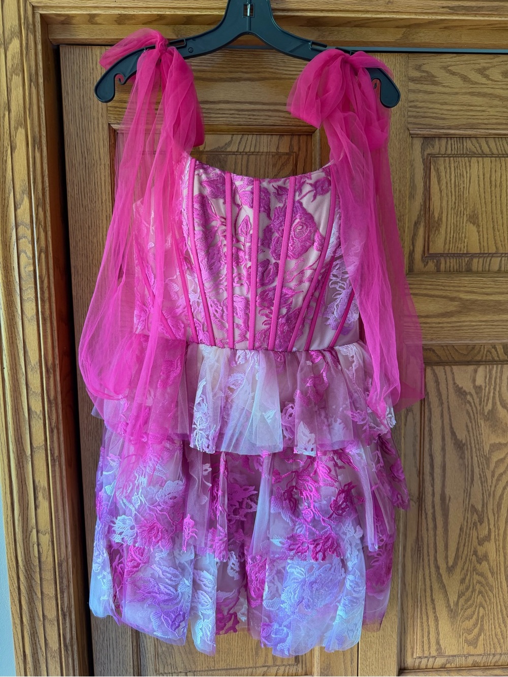 Portia and Scarlett Hot Pink Layered Tulle Mini Dress